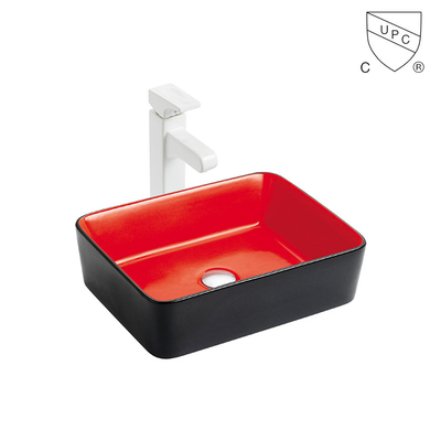 Lavabo rosso del piano d'appoggio del lavandino pratico commerciale del bagno e nero ceramico